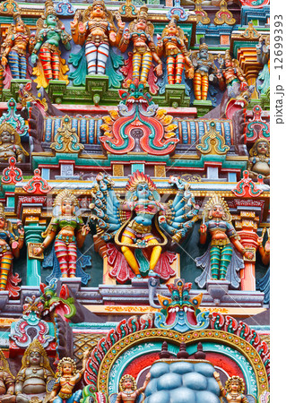 Sculptures on Hindu temple tower Sculptures on Hindu temple tower 12699393