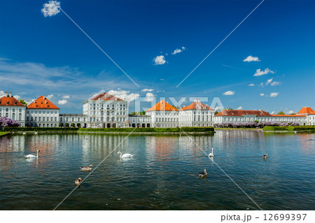 Artificial pool in front of the Nymphenburg Palace Artificial pool in front of the Nymphenburg Palace 12699397