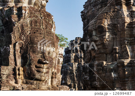Faces of Bayon temple, Angkor, Cambodia 12699487