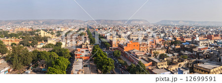 Panorama of aerial view of Jaipur, Rajasthan, India 12699591