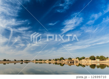 Gadi Sagar - artificial lake. Jaisalmer, Rajasthan, India Gadi Sagar - artificial lake. Jaisalmer, Rajasthan, India 12699710