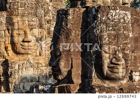 Faces of Bayon temple, Angkor, Cambodia 12699743