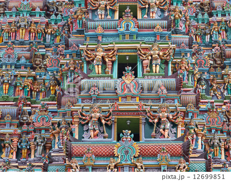 Sculptures on Hindu temple tower Sculptures on Hindu temple tower 12699851