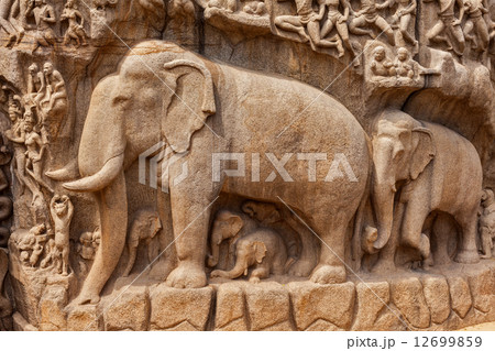 Descent of the Ganges and Arjuna's Penance, Mahabalipuram, Tamil Descent of the Ganges and Arjuna's Penance, Mahabalipuram, Tamil 12699859