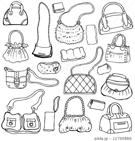 Women's handbags. Hand drawn Vector Set 1. 12700866