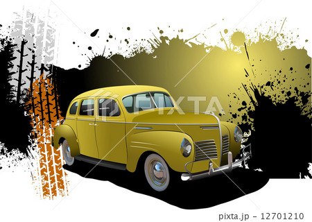 Grunge Banner with rarity car image. Vector illustration 12701210