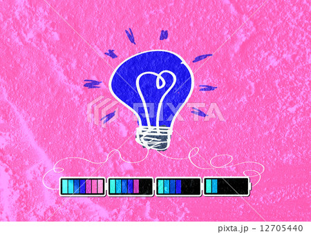 Light bulb with Charging Battery Power Idea on wall texture back 12705440