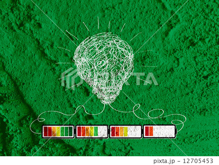 Light bulb with Charging Battery Power Idea on wall texture back 12705453