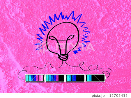 Light bulb with Charging Battery Power Idea on wall texture back 12705455