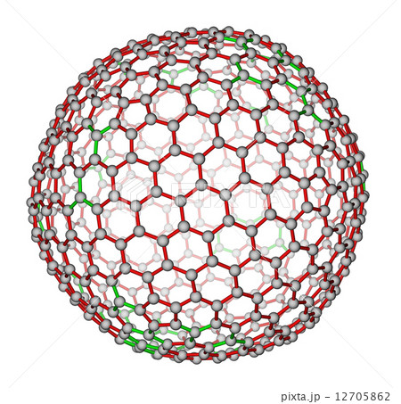 Nanocluster fullerene C540 molecular structureのイラスト素材
