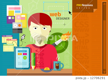 Male web designer with tablet on workplace Male web designer with tablet on workplace 12706291