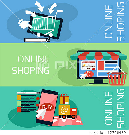 Internet shopping concept monitor with awning 12706429