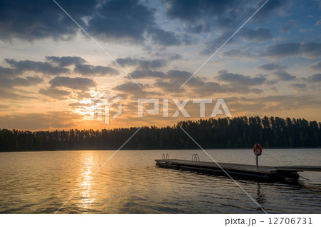 Romantic evening at lake 12706731