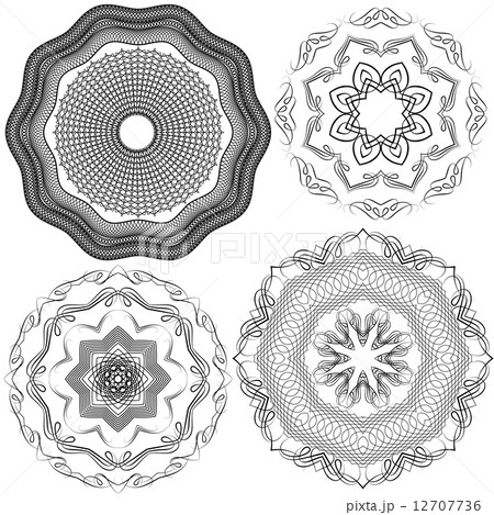 Set of Vintage backgrounds, Guilloche ornamental Element for Cer 12707736