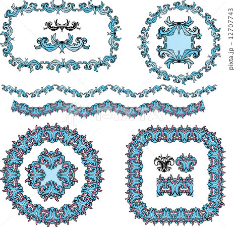 set of round and oval frames and vintage design elements set of round and oval frames and vintage design elements 12707743
