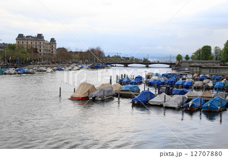 Limmat river in dusk, Zurich, Switzerland 12707880