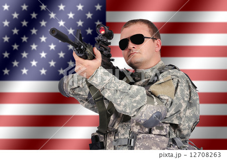 soldier with his assault rifle 12708263