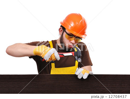 builder with hammer builder with hammer 12708437