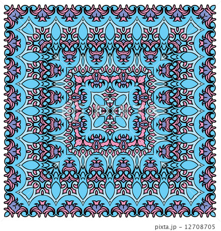 Squared background - ornamental floral pattern. Design for banda Squared background - ornamental floral pattern. Design for banda 12708705