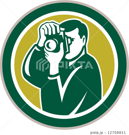 Photographer Aiming Camera Circle Retro 12708831