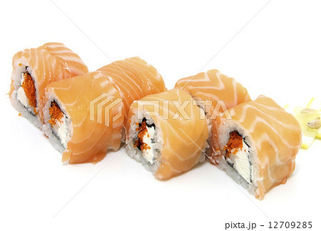 Japanese sushi with caviar on a white background Japanese sushi with caviar on a white background 12709285