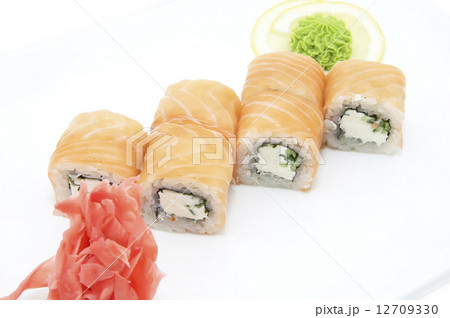 Japanese sushi with caviar on a white background Japanese sushi with caviar on a white background 12709330