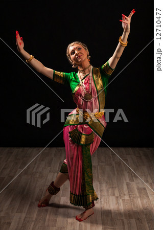 Beautiful girl dancer of Indian classical dance Bharatanatyam Beautiful girl dancer of Indian classical dance Bharatanatyam 12710477