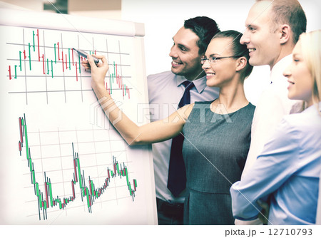 business team with flip board having discussion 12710793