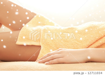 close up of beautiful young woman in towel indoors close up of beautiful young woman in towel indoors 12711034