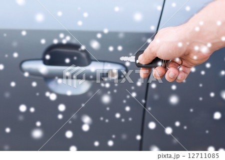 close up of man with car key outdoors 12711085