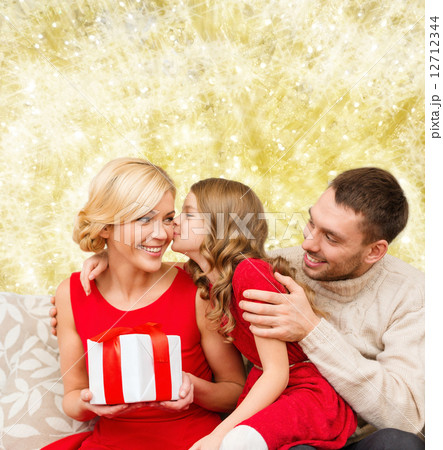 happy family with gift box happy family with gift box 12712344