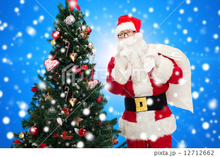 santa claus with bag and christmas tree santa claus with bag and christmas tree 12712662