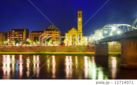 Evening view of Ebro and church in Tortosa Evening view of Ebro and church in Tortosa 12714071