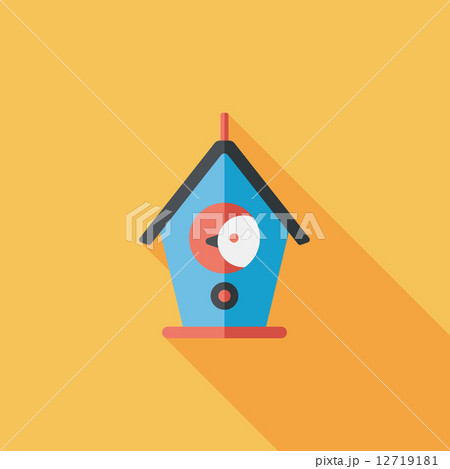 Pet bird house flat icon with long shadow,eps10 12719181