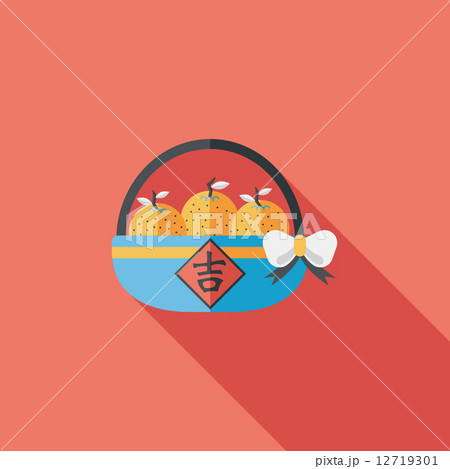 Chinese New Year Mandarin Oranges flat icon wtih long shadow,eps 12719301