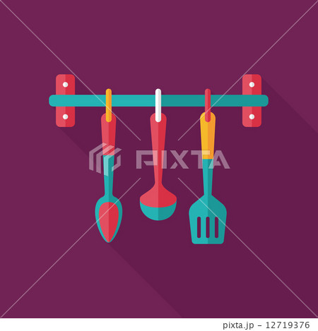 kitchenware spatula flat icon with long shadow,eps10 12719376