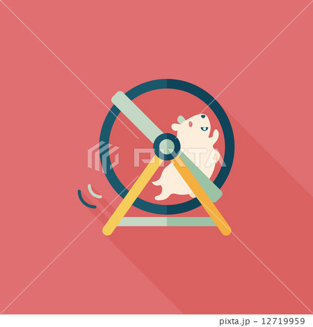 Pet mouse exercise wheel flat icon with long shadow,eps10 12719959