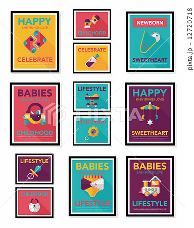Baby poster flat banner design flat background set, eps10 12720718