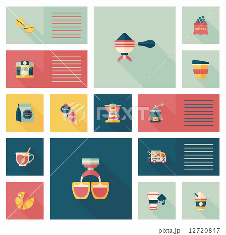 coffee flat ui background set, eps10 12720847