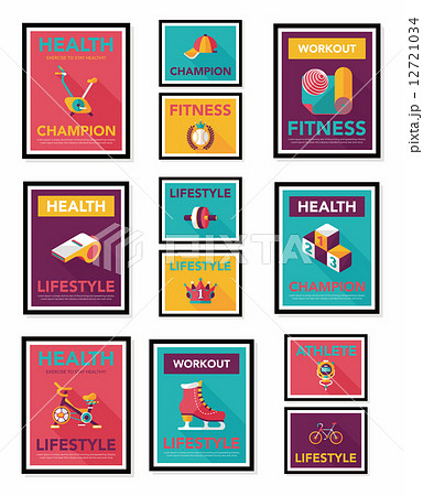 Sport poster flat banner design flat background set, eps10 12721034