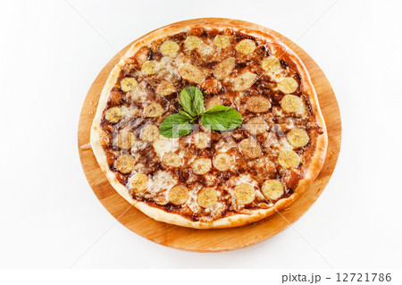 sweet pizza with banana and chocolate sweet pizza with banana and chocolate 12721786