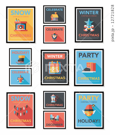 Christmas poster flat banner design flat background set, eps10 12721828