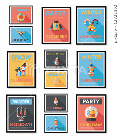 Christmas poster flat banner design flat background set, eps10 12722302