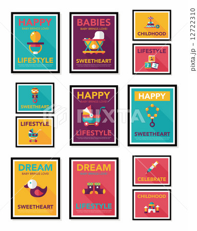 Baby poster flat banner design flat background set, eps10 12722310