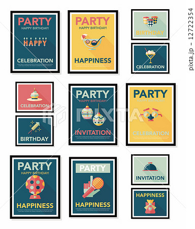 Birthday poster flat banner design flat background set, eps10 Birthday poster flat banner design flat background set, eps10 12722354