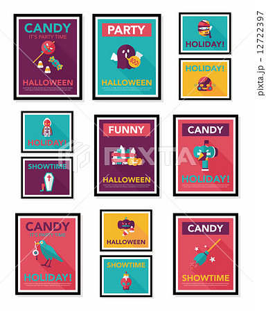 Halloween poster banner design flat background set, eps10 12722397