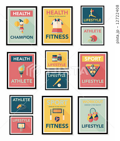 Sport poster flat banner design flat background set, eps10 12722408