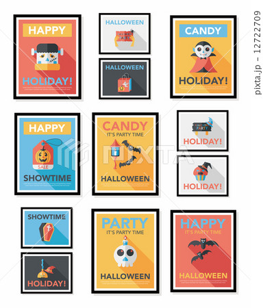Halloween poster banner design flat background set, eps10 12722709