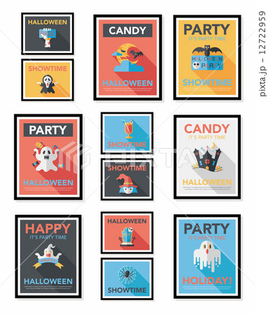 Halloween poster banner design flat background set, eps10 12722959