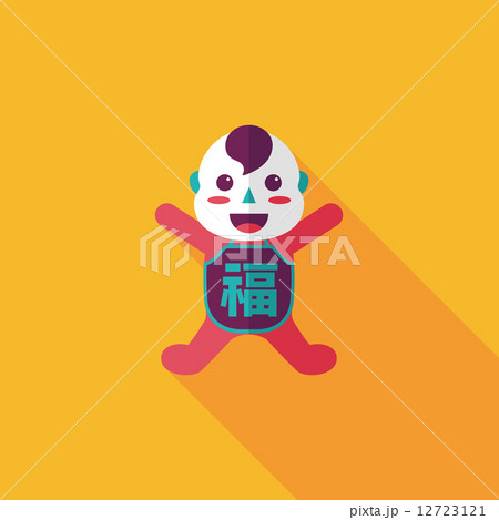 Chinese New Year flat icon with long shadow,eps10, Maitreya doll 12723121
